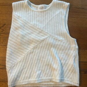 Le Lis Cream Ribbed Knit Top